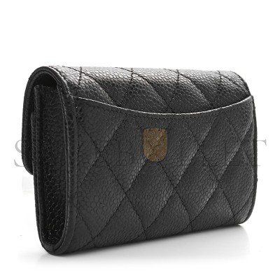 CHANEL CAVIAR QUILTED FLAP CARD HOLDER WALLET BLACK AP0214 (11.3*7.5*2.5cm)